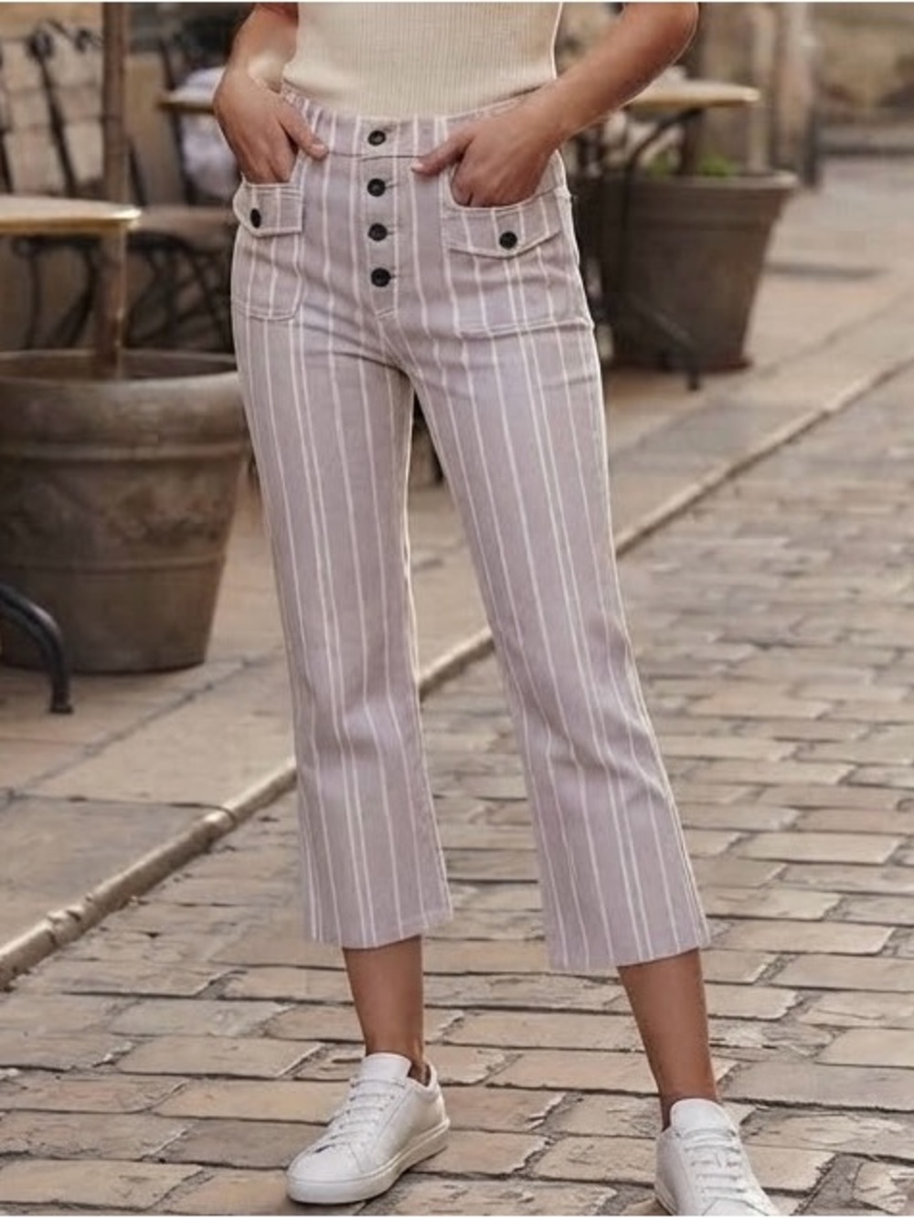 For Love And Lemons | NWT Purple and White Striped Gia Jeans | Sz M